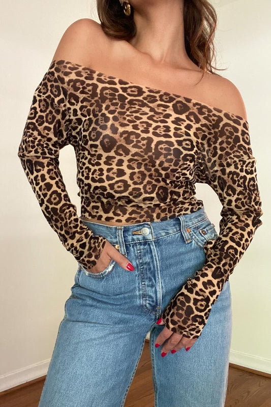 Leopard Mesh Top